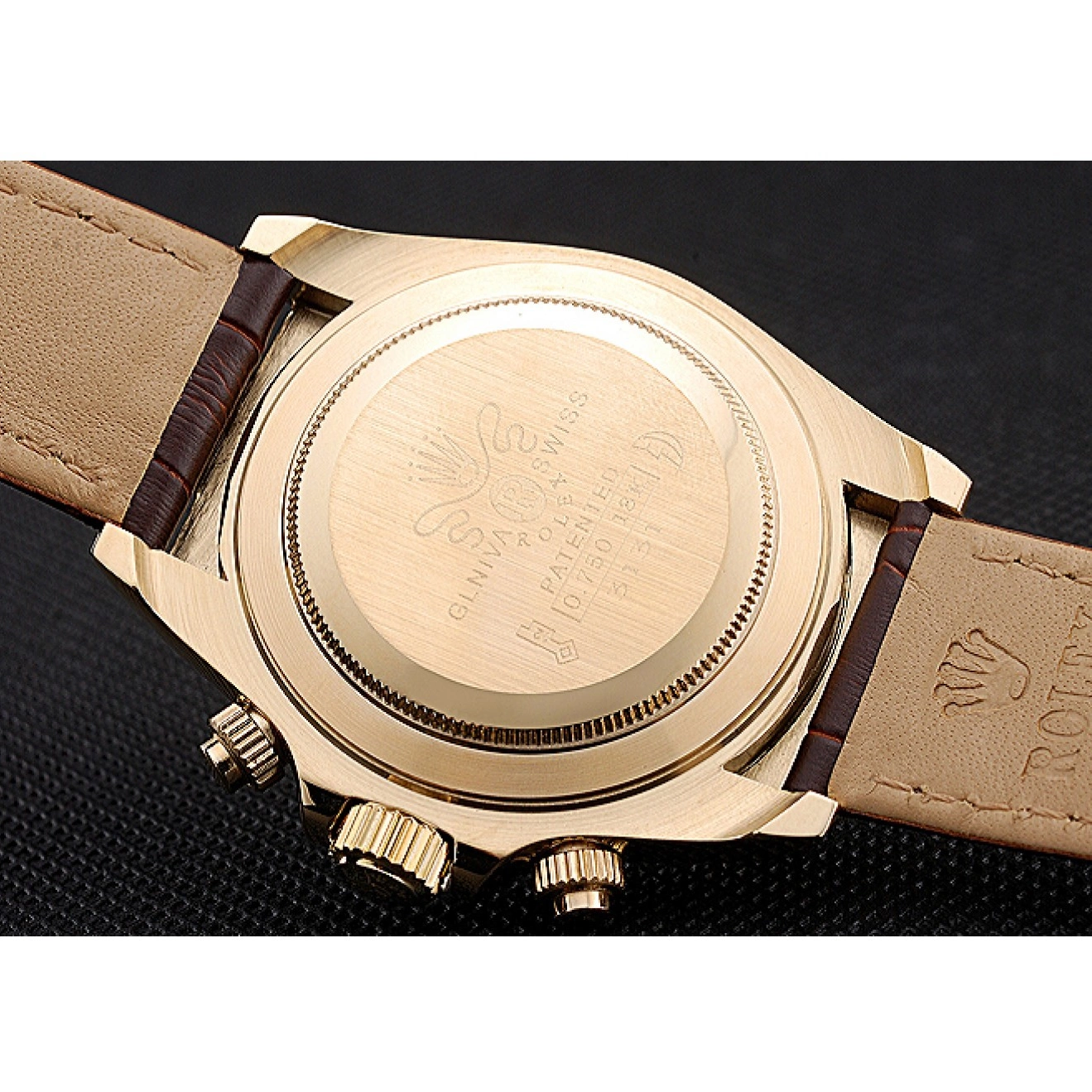 Good copy rolex watches 622633 Cosmograph Daytona Leather Bracelet White Case Gold Brown Dial Rolex 0817